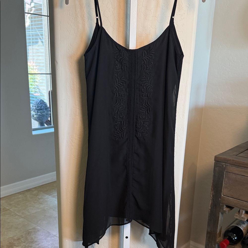 BCBGeneration Black Embroidered Slip Mini Dress